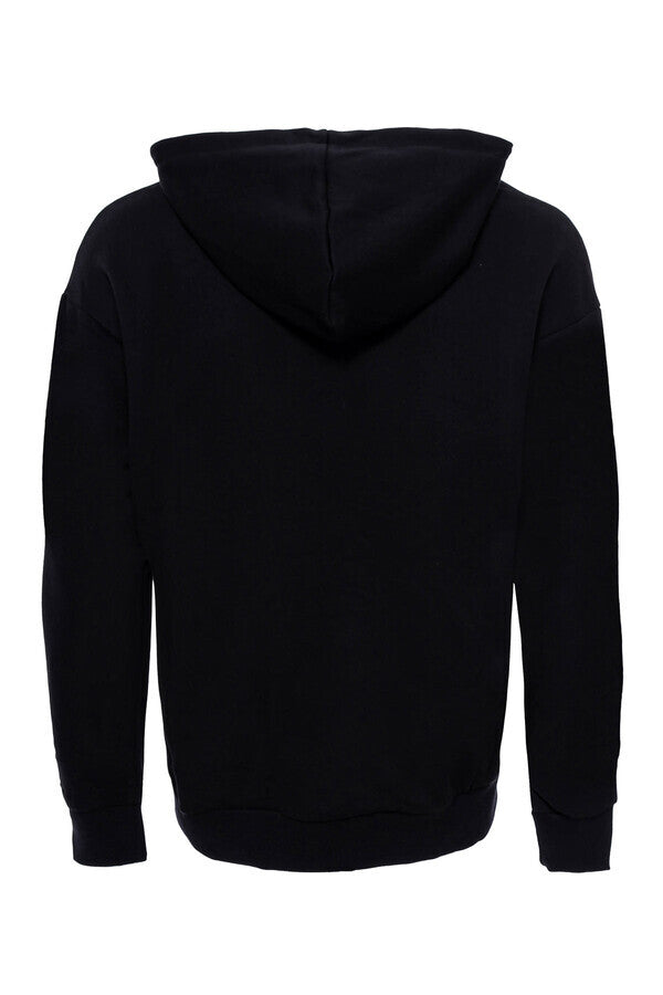 Sudadera negra con capucha y bolsillo estampado - Wessi