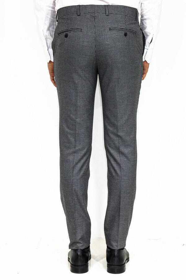 Pantalones de hombre en color antracita con estampado de pata de gallo - Wessi
