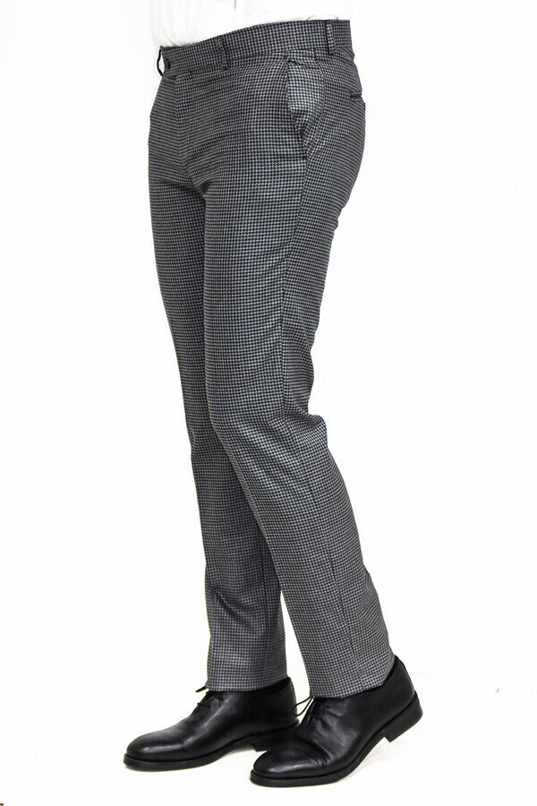 Pantalones de hombre en color antracita con estampado de pata de gallo - Wessi