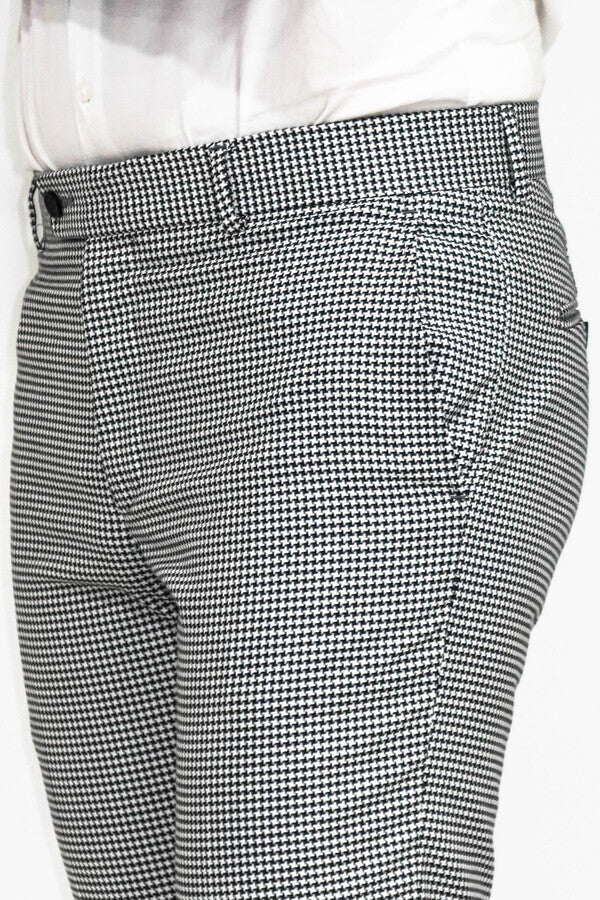 Pantalones negros con estampado de pata de gallo para hombre - Wessi