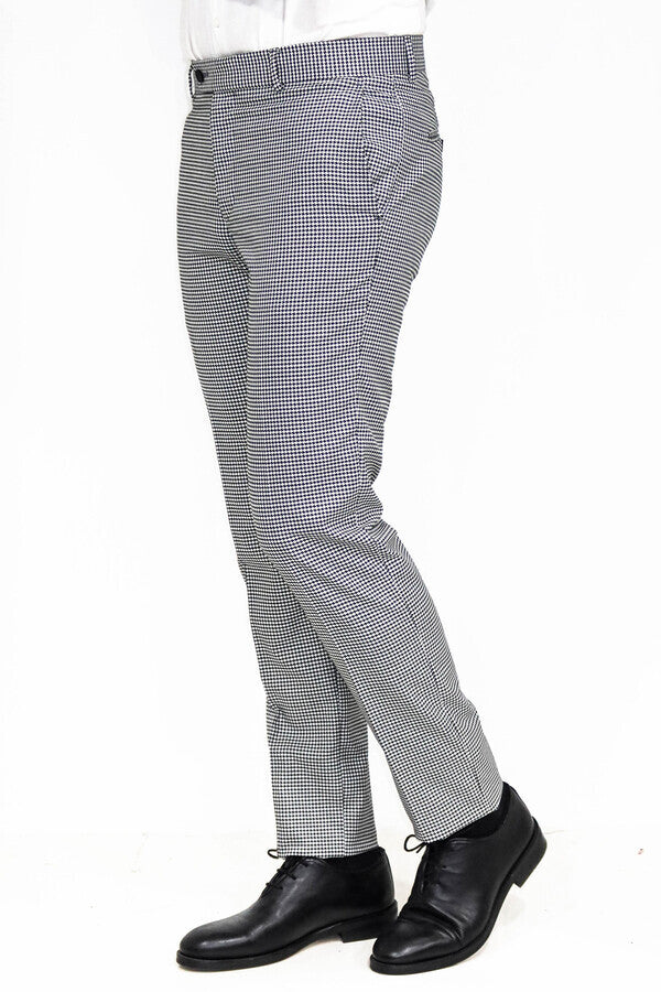 Pantalones negros con estampado de pata de gallo para hombre - Wessi
