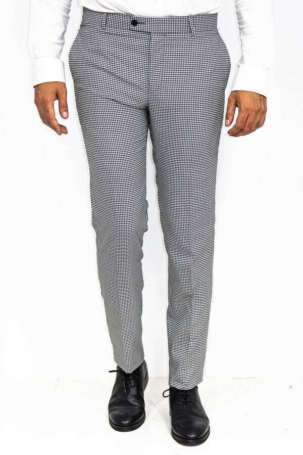 Pantalones negros con estampado de pata de gallo para hombre - Wessi