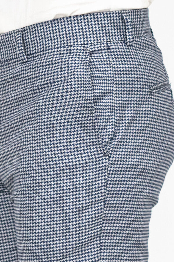 Pantalones azules con estampado de pata de gallo para hombre - Wessi
