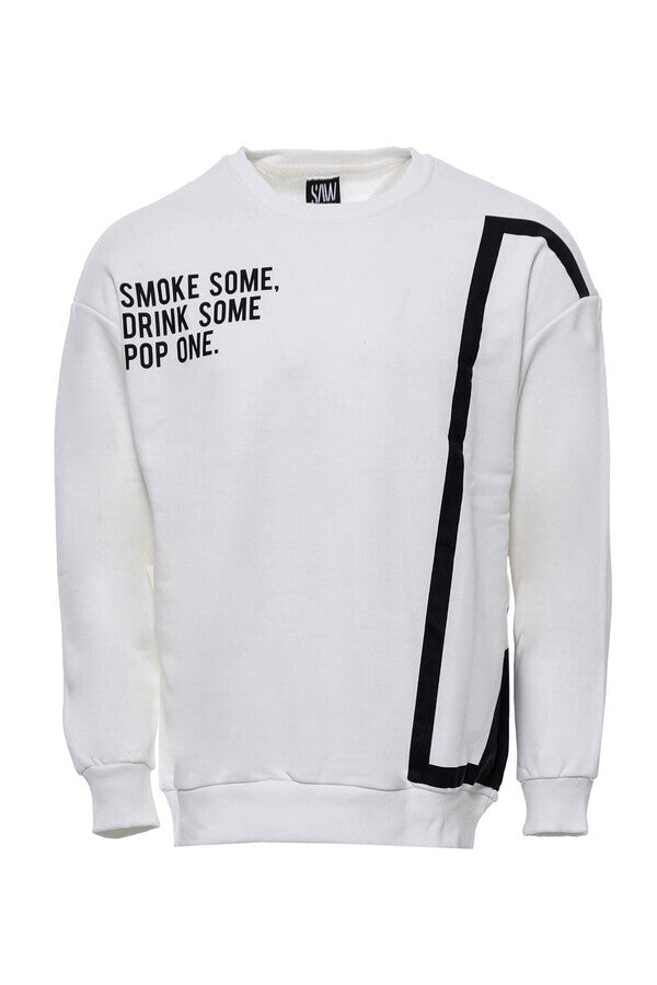Sudadera blanca con cuello redondo y figura humana - Wessi