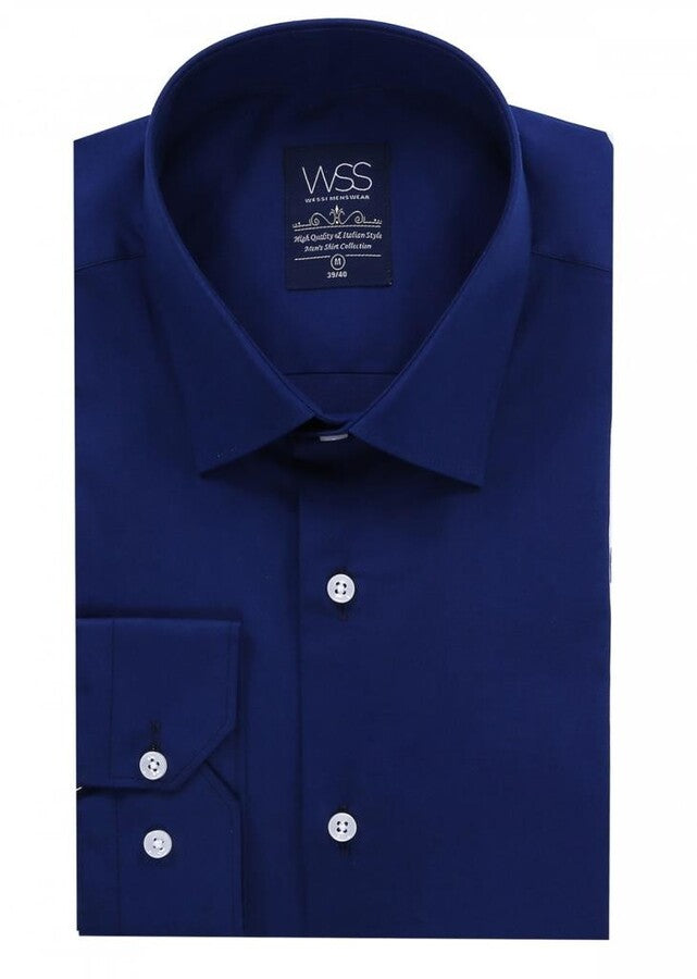 Indigo Blue Slim Fit Men's Shirt | Wessi