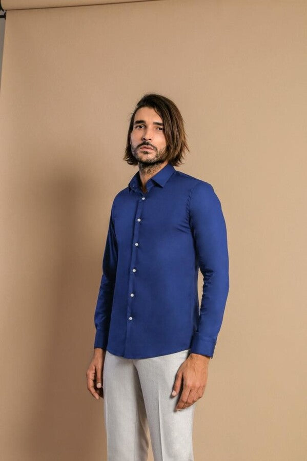 Indigo Blue Slim Fit Men's Shirt | Wessi