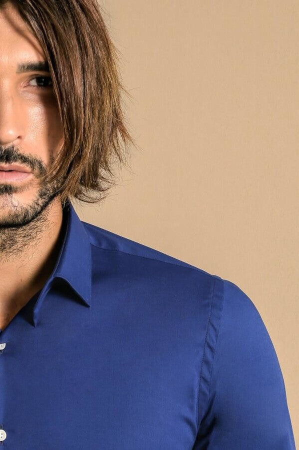 Indigo Blue Slim Fit Men's Shirt | Wessi
