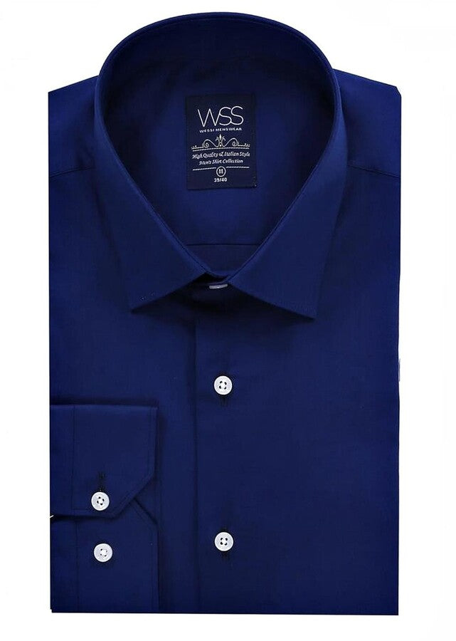 Indigo Blue Slim Fit Men's Shirt | Wessi