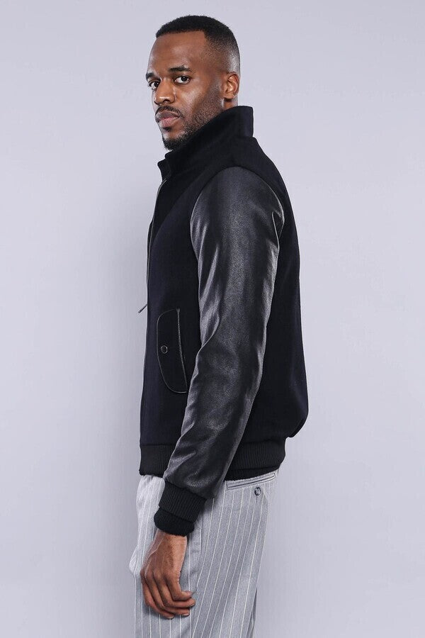 Leather Sleeve Black Cachet Coat | Wessi