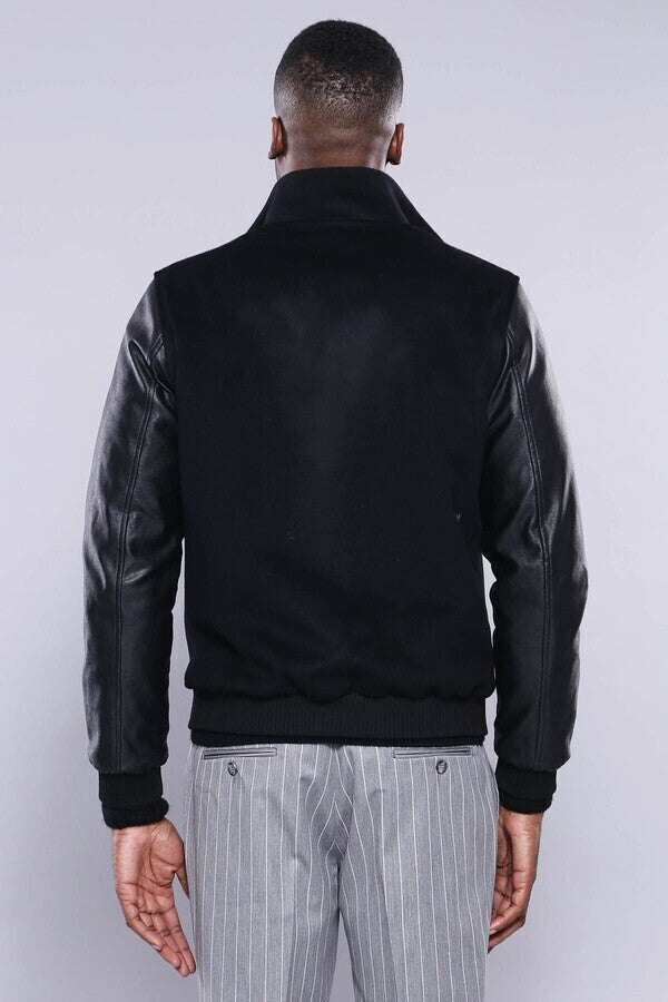 Leather Sleeve Black Cachet Coat | Wessi