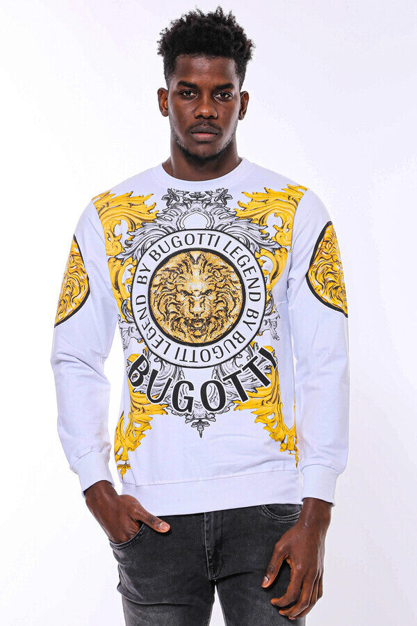 Sudadera blanca de corte entallado con estampado de león - Wessi