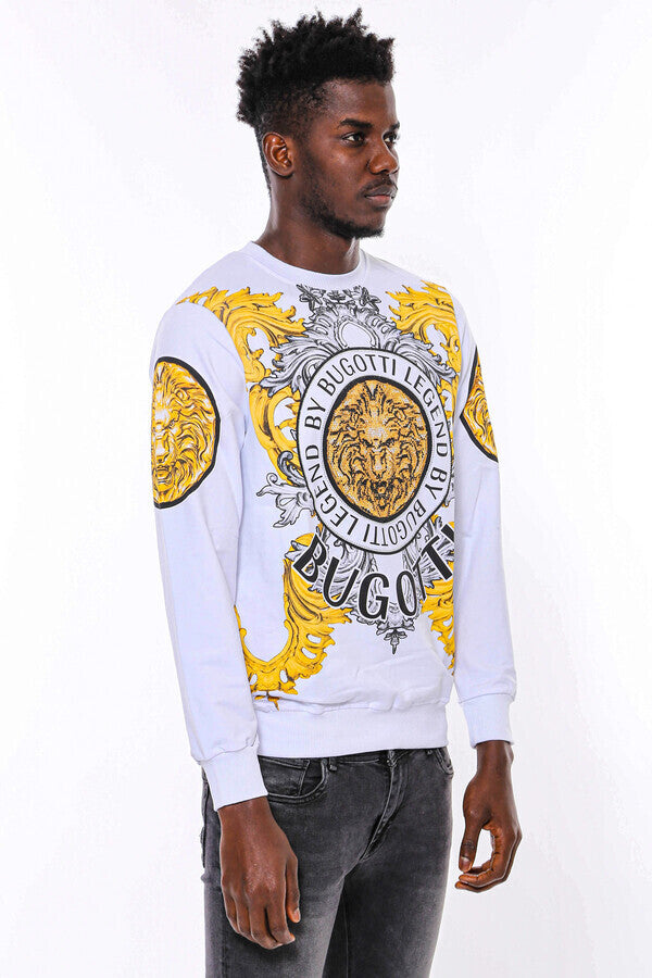 Sudadera blanca de corte entallado con estampado de león - Wessi