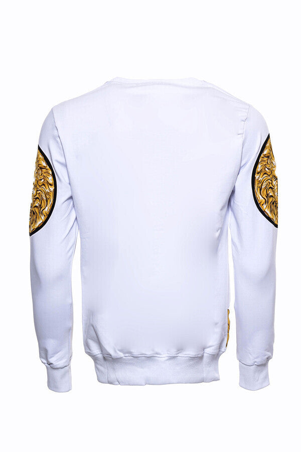 Sudadera blanca de corte entallado con estampado de león - Wessi