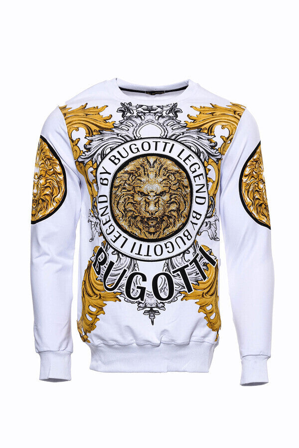 Sudadera blanca de corte entallado con estampado de león - Wessi