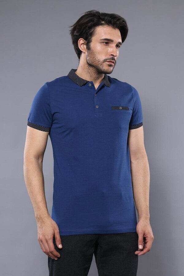 Polo azul marino para hombre con detalles en azul marino | Wessi