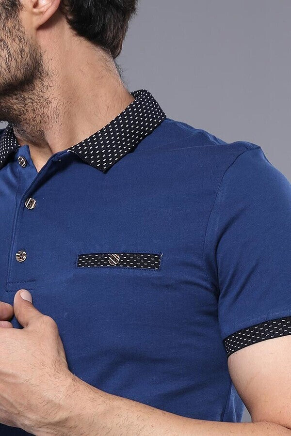 Polo azul marino para hombre con detalles en azul marino | Wessi