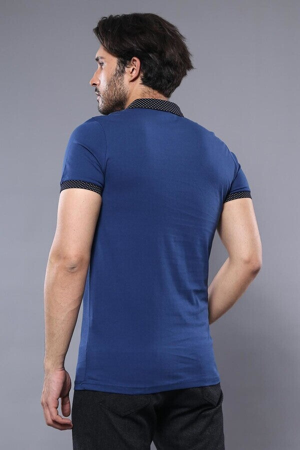 Polo azul marino para hombre con detalles en azul marino | Wessi