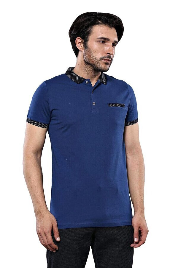 Polo azul marino para hombre con detalles en azul marino | Wessi