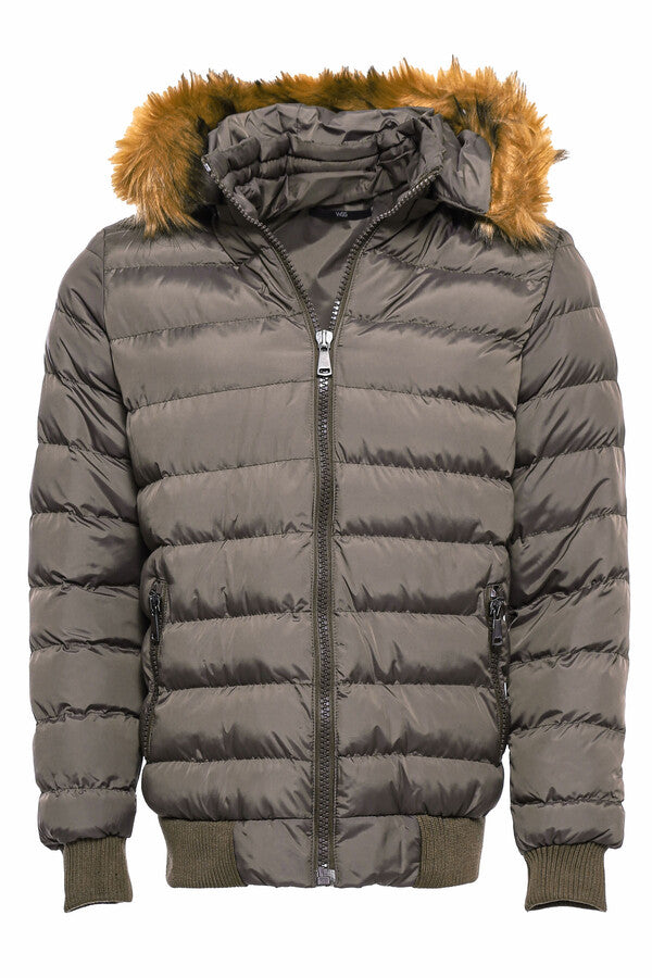 Men's Brown Down coat with Fur | Wessi