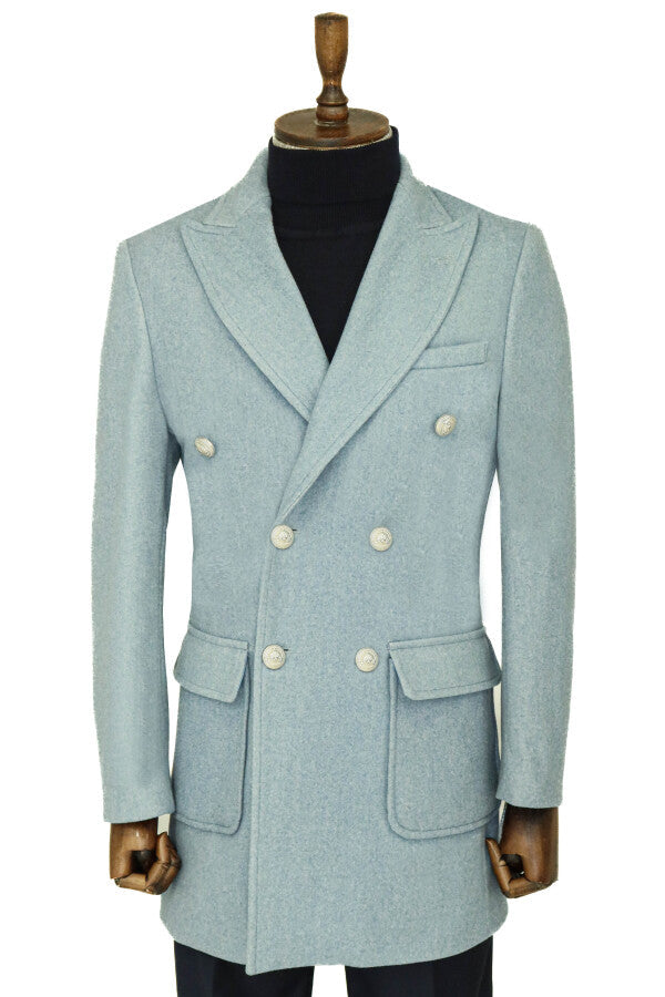Metallic Button Wool Coat