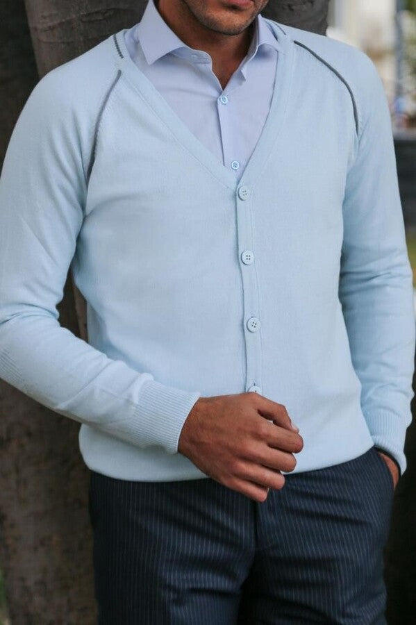 Prendas de punto de algodón azul para hombre - Wessi