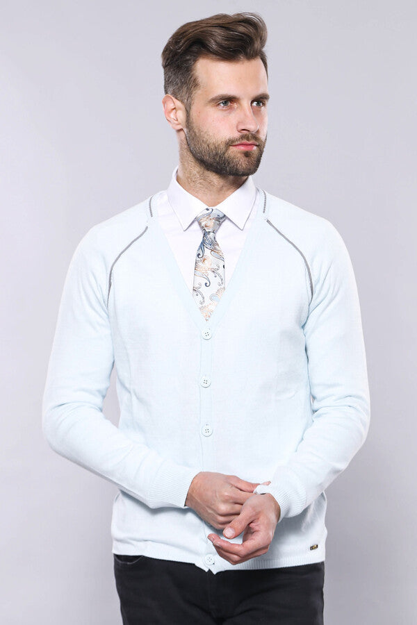 Prendas de punto de algodón azul para hombre - Wessi