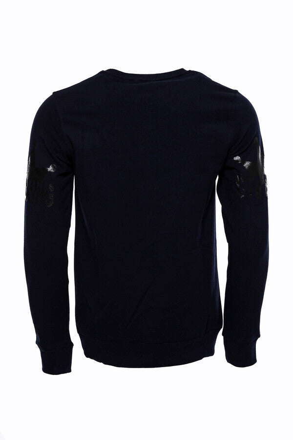 Sudadera ajustada con estampado azul marino - Wessi