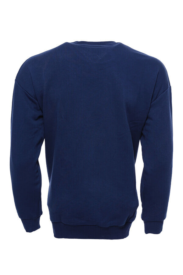 Sudadera con cuello circular y estampado de gato en color azul marino - Wessi