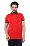 Polo azul marino con detalles en rojo para hombre | Wessi