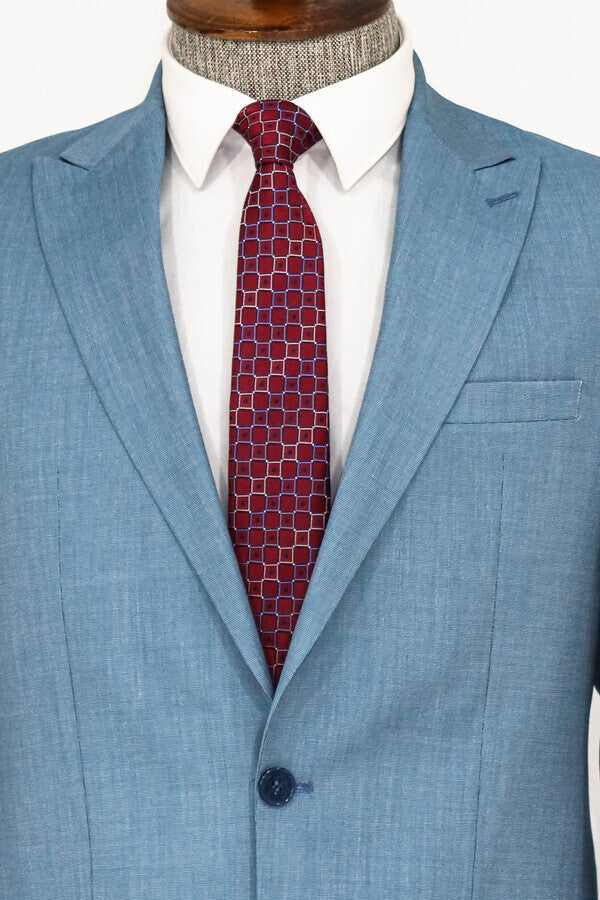 Desenli 2 Parça Slim Fit Yağ Yeşili Erkek Takım Elbise - Wessi