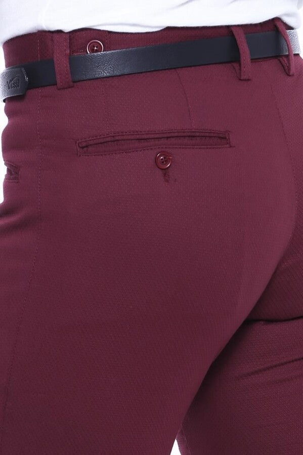 Pantalones de algodón burdeos con estampado - Wessi
