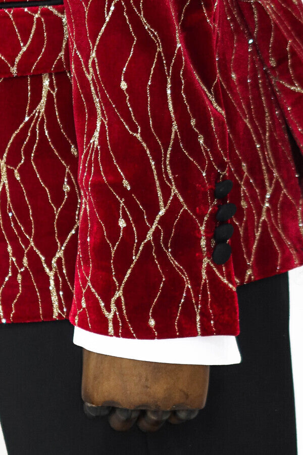 Blazer estampado burdeos para hombre para fiesta de graduación - Wessi