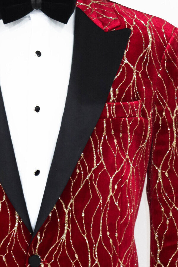 Blazer estampado burdeos para hombre para fiesta de graduación - Wessi