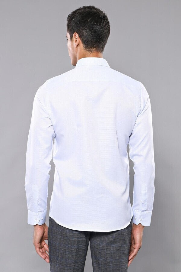 Patterned Casual Baby Blue Shirt | Wessi