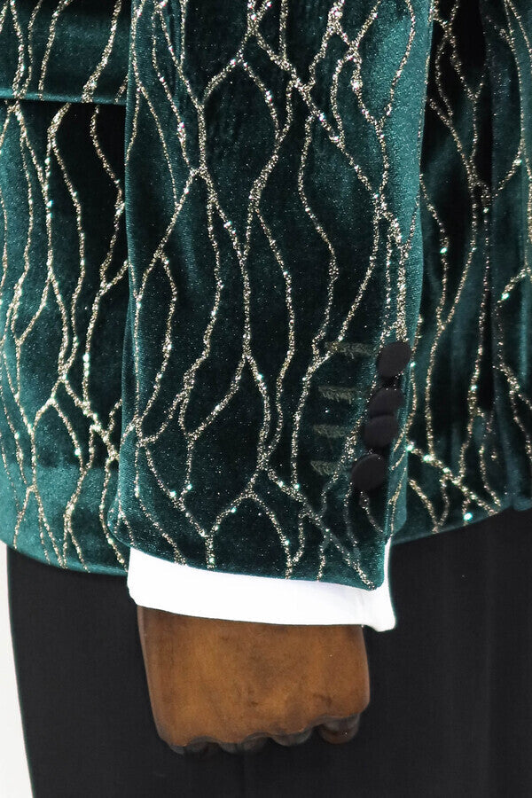 Blazer estampado verde oscuro para hombre para fiesta de graduación - Wessi