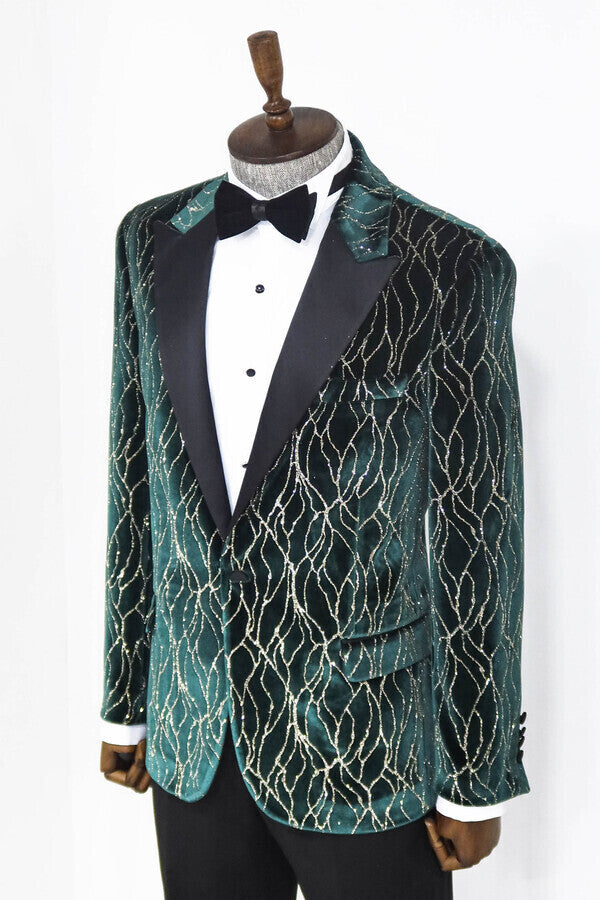Blazer estampado verde oscuro para hombre para fiesta de graduación - Wessi