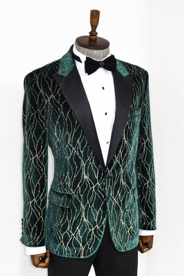 Blazer estampado verde oscuro para hombre para fiesta de graduación - Wessi