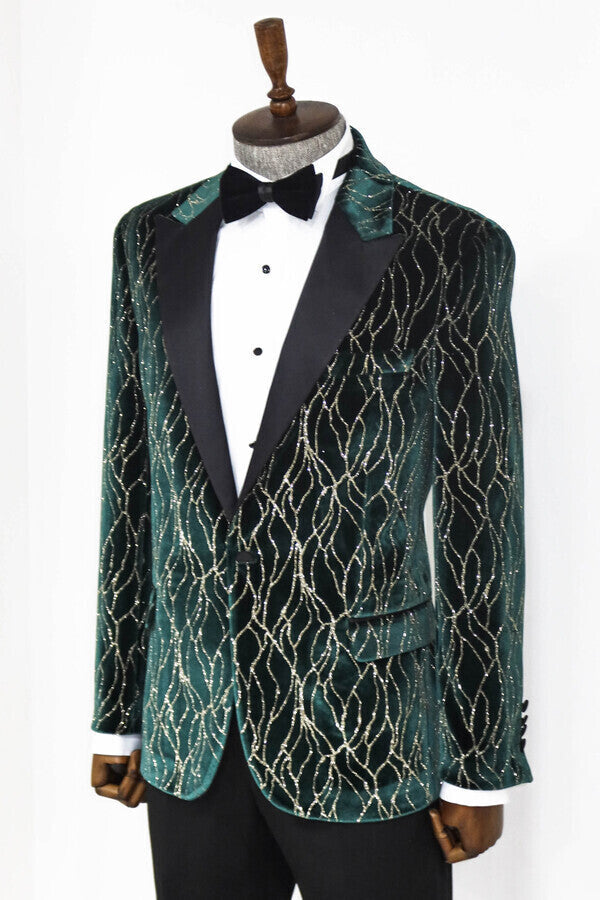Blazer estampado verde oscuro para hombre para fiesta de graduación - Wessi