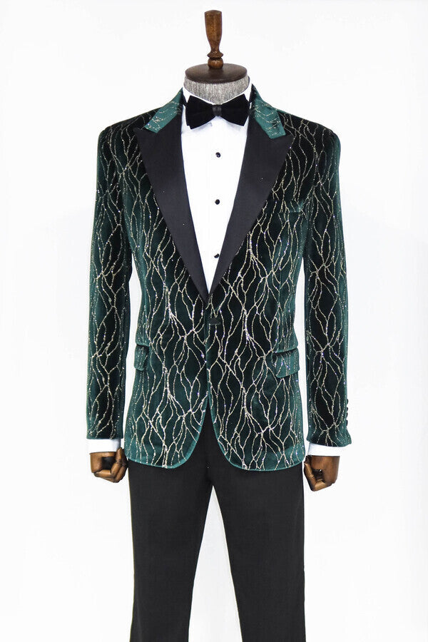 Blazer estampado verde oscuro para hombre para fiesta de graduación - Wessi