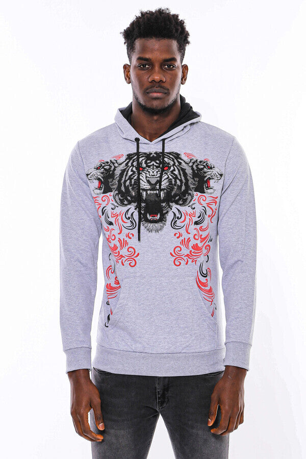 Sudadera con capucha estampada en gris plateado - Wessi