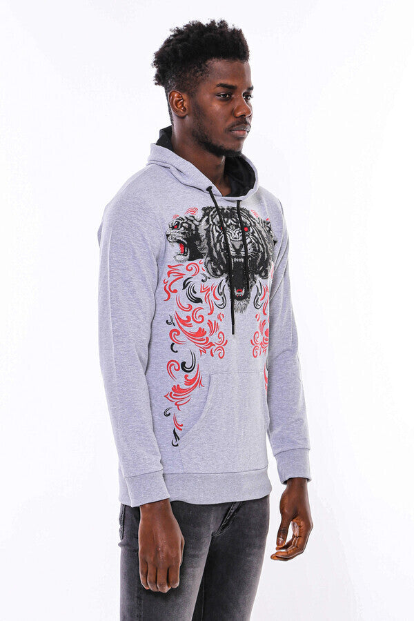 Sudadera con capucha estampada en gris plateado - Wessi