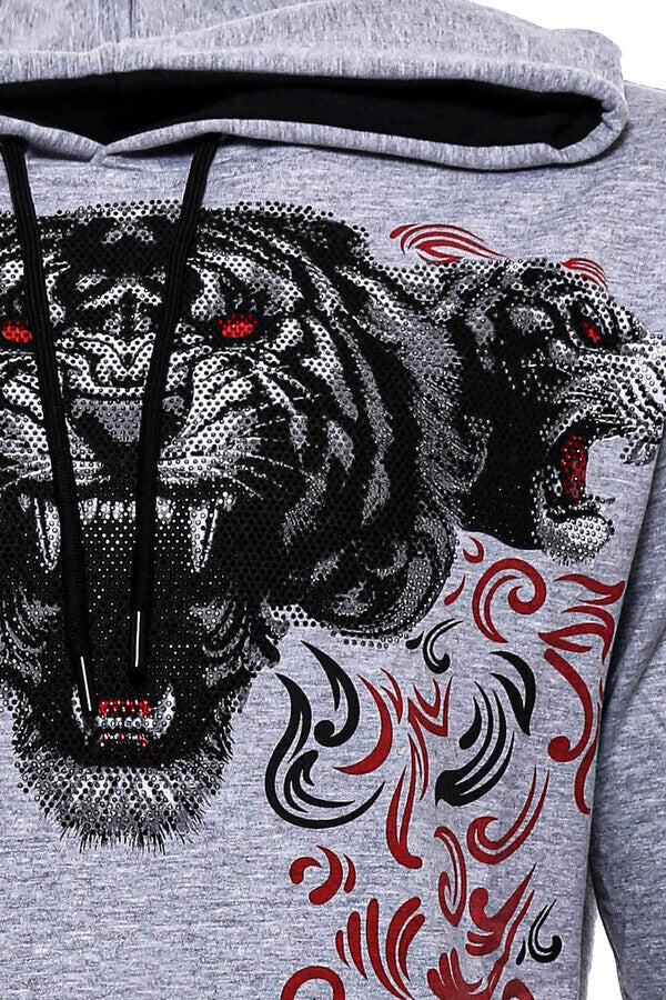 Sudadera con capucha estampada en gris plateado - Wessi
