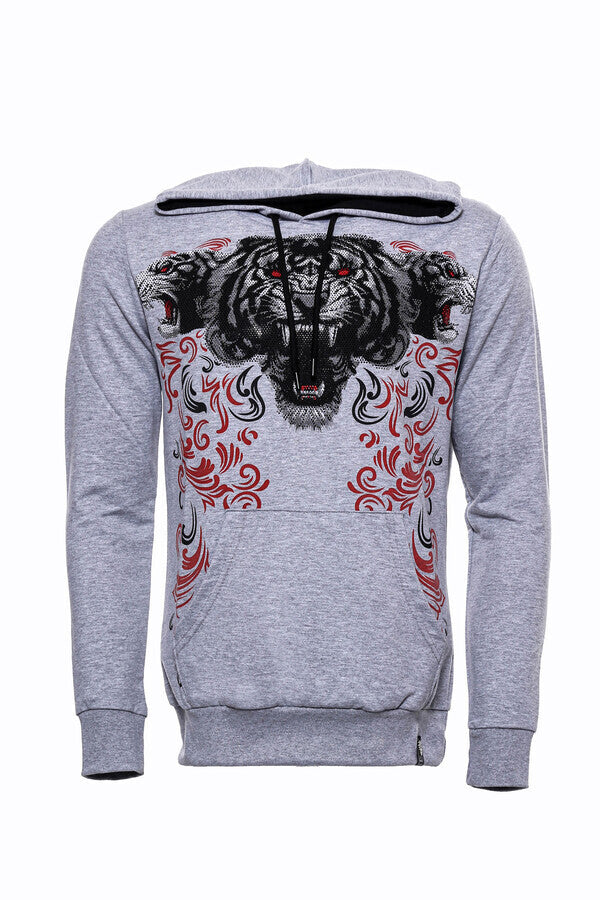 Sudadera con capucha estampada en gris plateado - Wessi