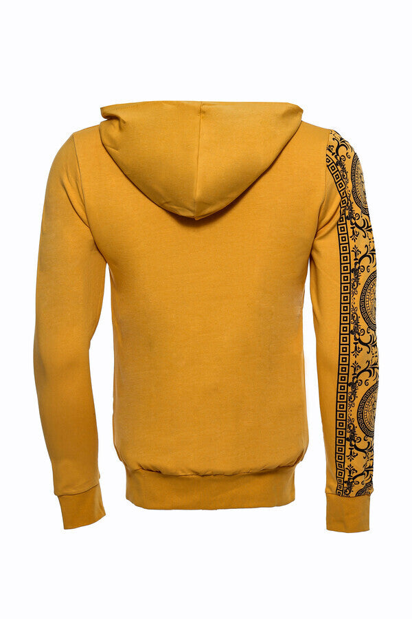 Sudadera con capucha y cremallera estampada en color amarillo - Wessi