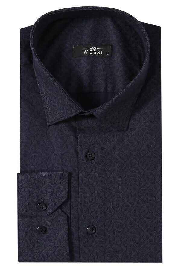 Camisa estampada azul marino para hombre | Wessi