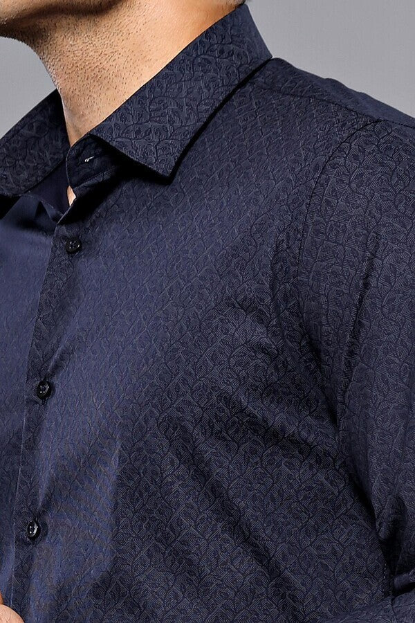 Camisa estampada azul marino para hombre | Wessi
