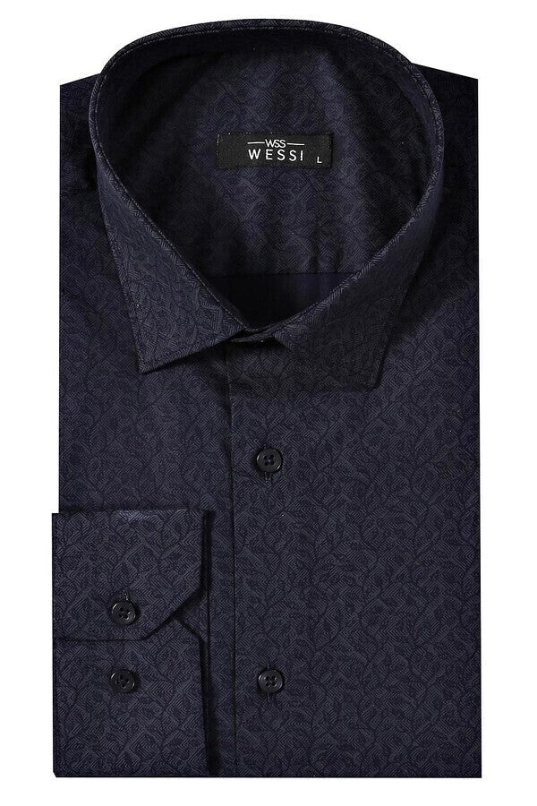 Camisa estampada azul marino para hombre | Wessi