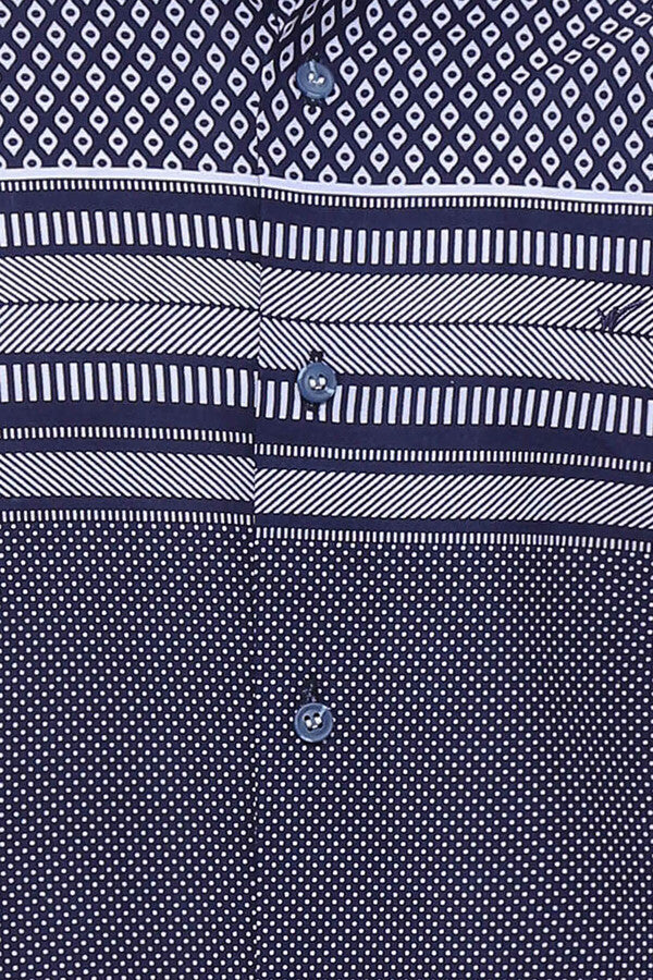 Patterned Navy Blue Men Shirt - Wessi
