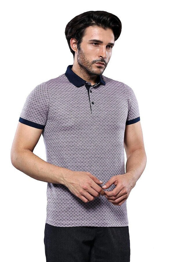 Patterned Pink Polo Men T-Shirt | Wessi