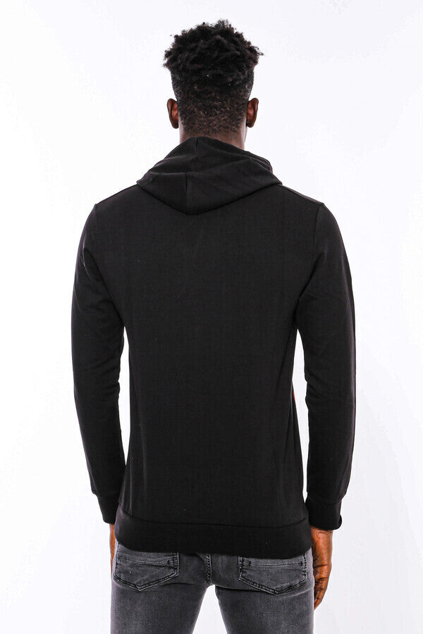 Sudadera con capucha negra de corte ajustado y estampado - Wessi
